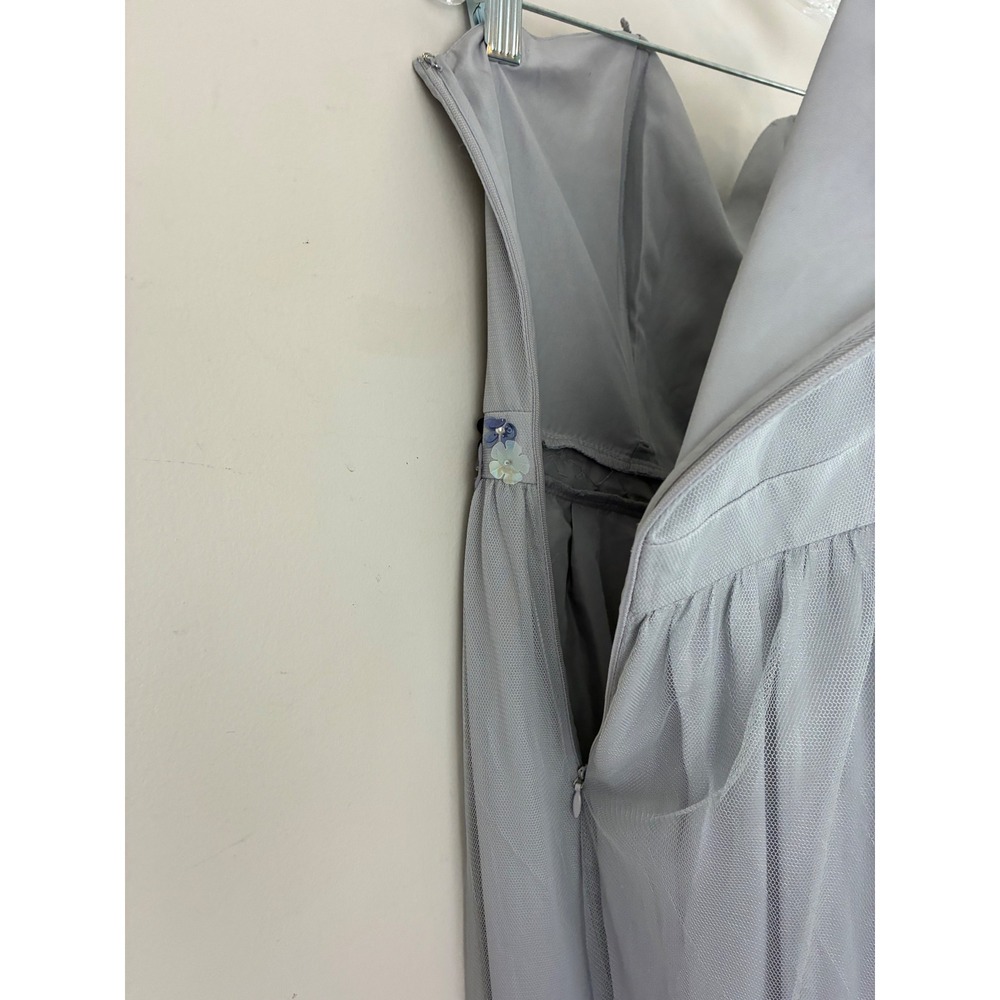 LC Lauren Conrad Strapless Dusty Blue Tulle Maxi Dress with Floral Belt - Picture 7 of 11